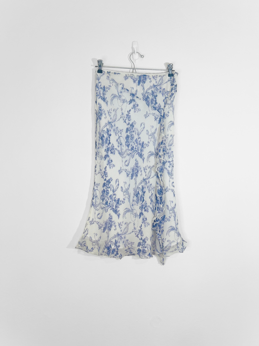 Blue Floral Skirt (Size 10)