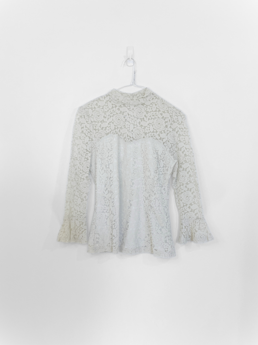 White Floral Lace Top (Medium)