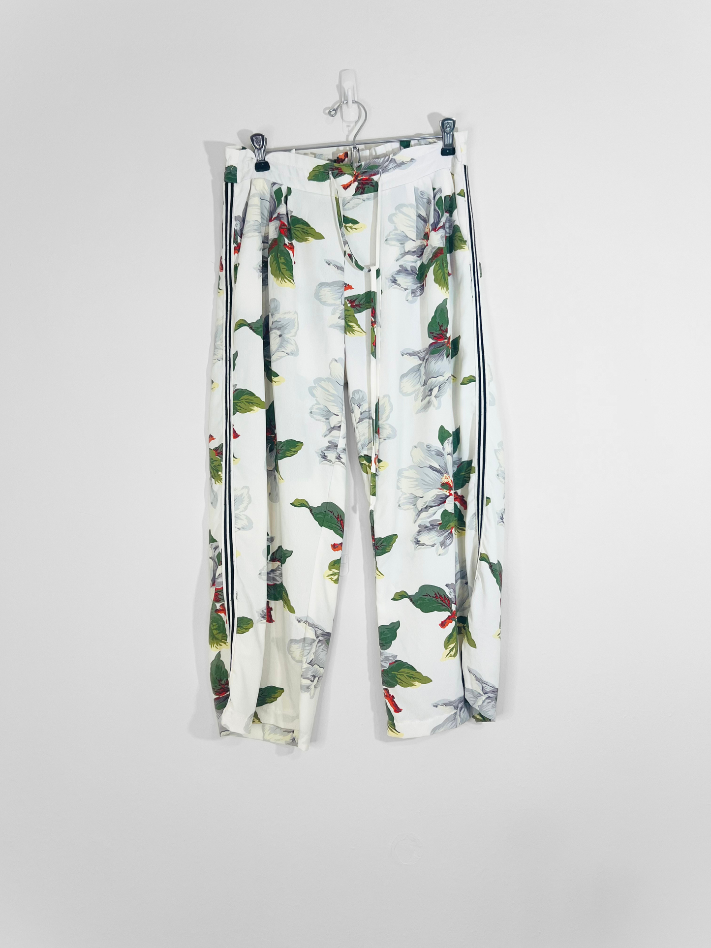 White Tropical Print Pants (Medium)