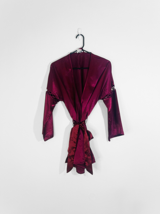 Burgundy Satin Robe (Medium)