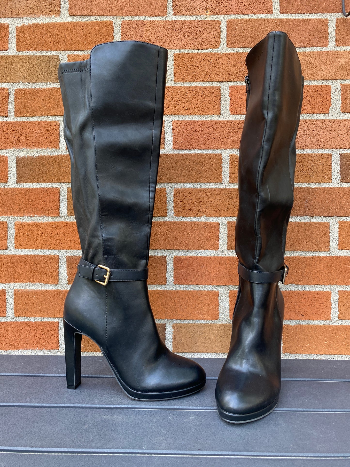 Black Knee High Boots (Size 9)