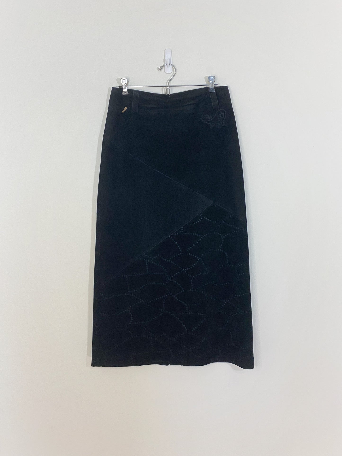 Black Velvet Midi Skirt (Large)