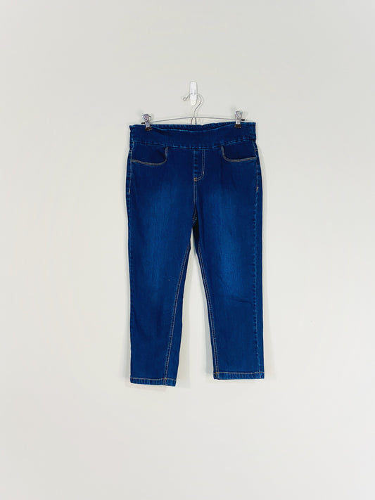 Pull-on Cropped Blue Jeans (Large)