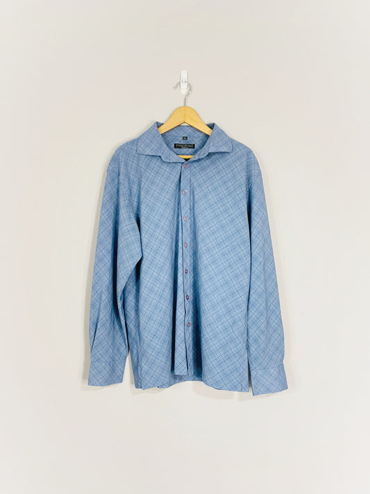 Chemise bleue à carreaux (XL, 17.5)