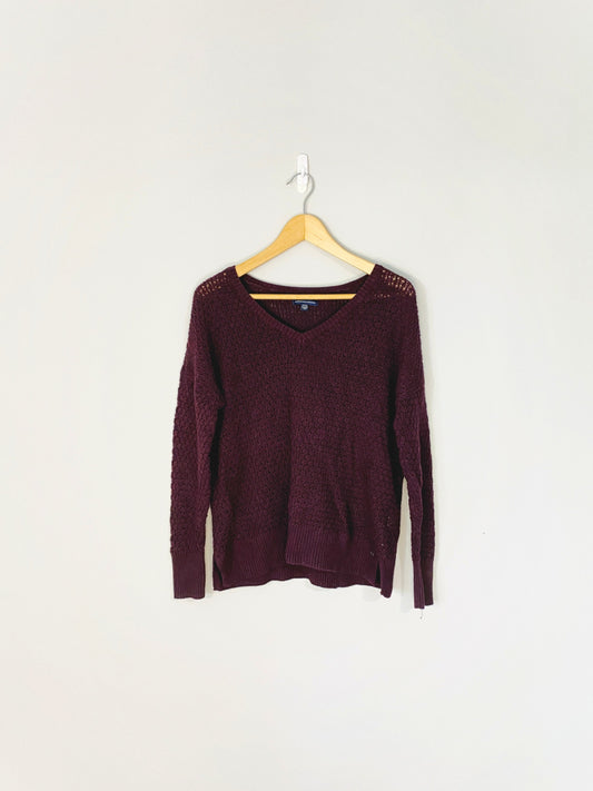 Pull en tricot bordeaux (moyen)