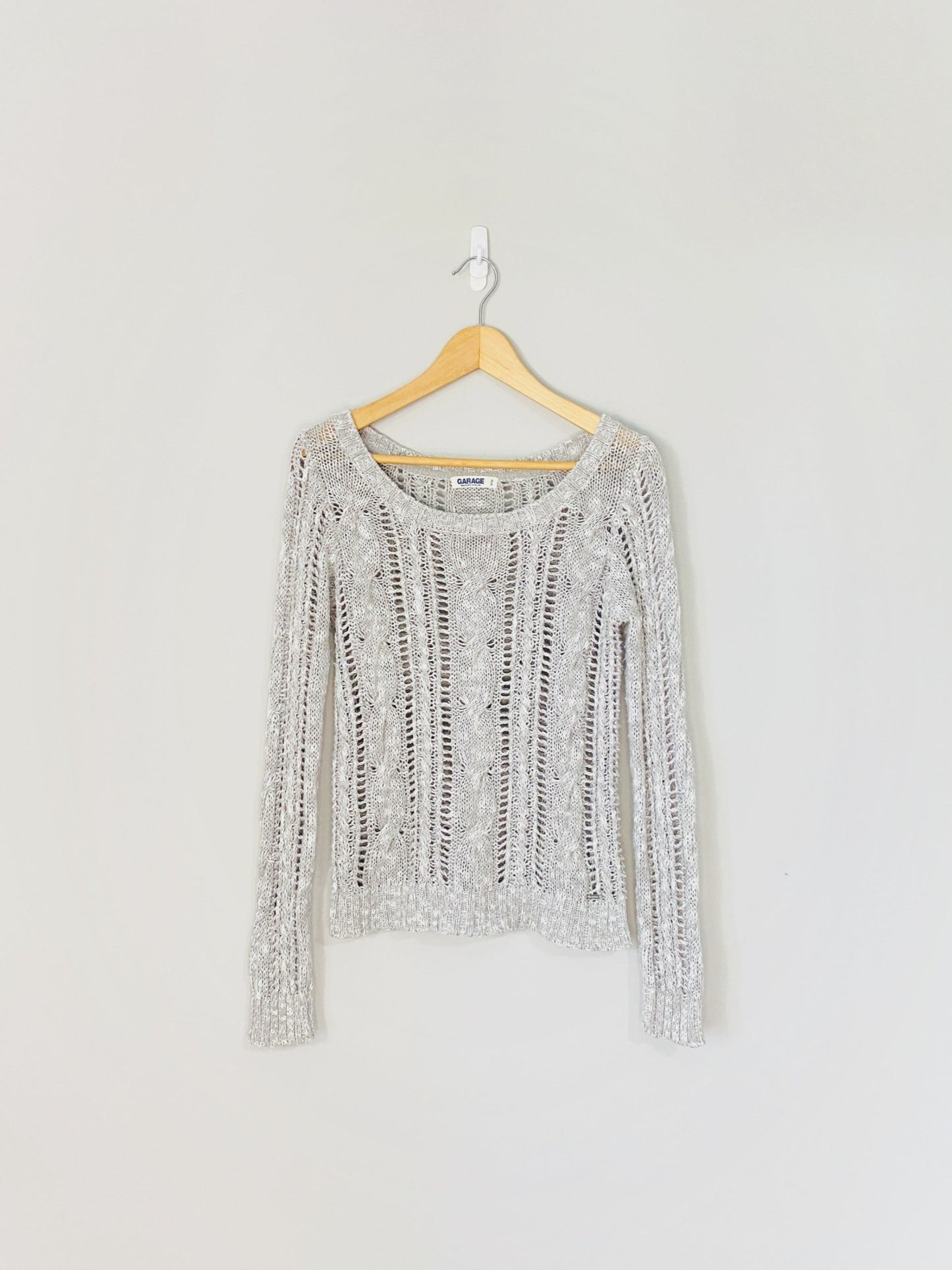 Grey Cable Knit Sweater (Medium)