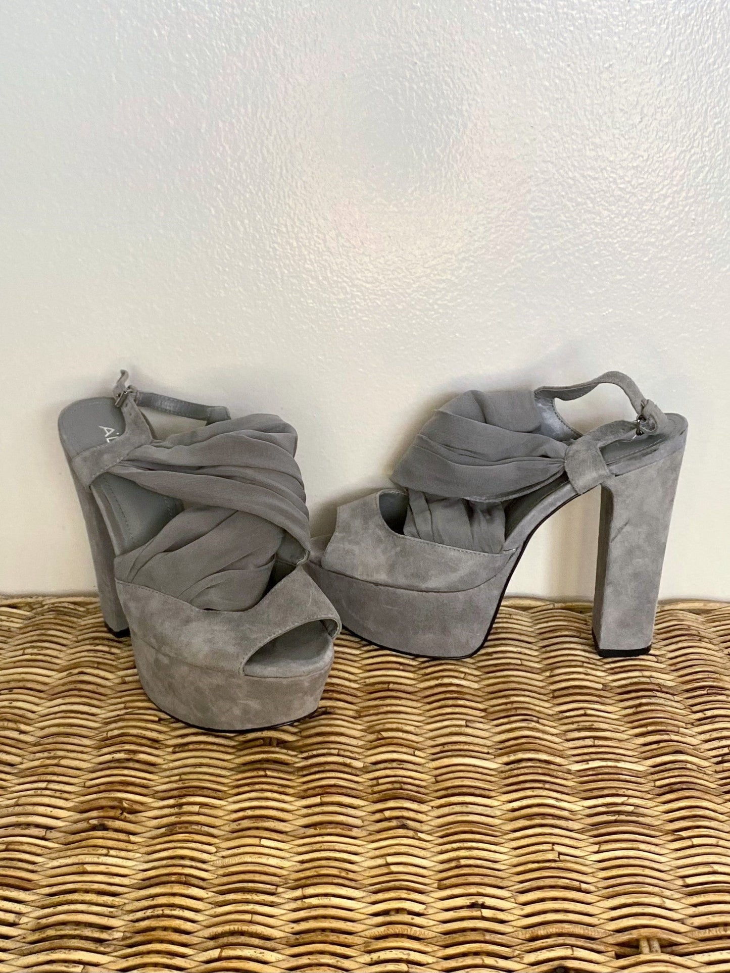 Grey Suede Platforms (Size 38)