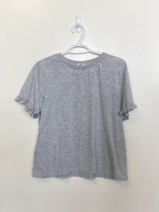 T-shirt gris à manches à volants (moyen)