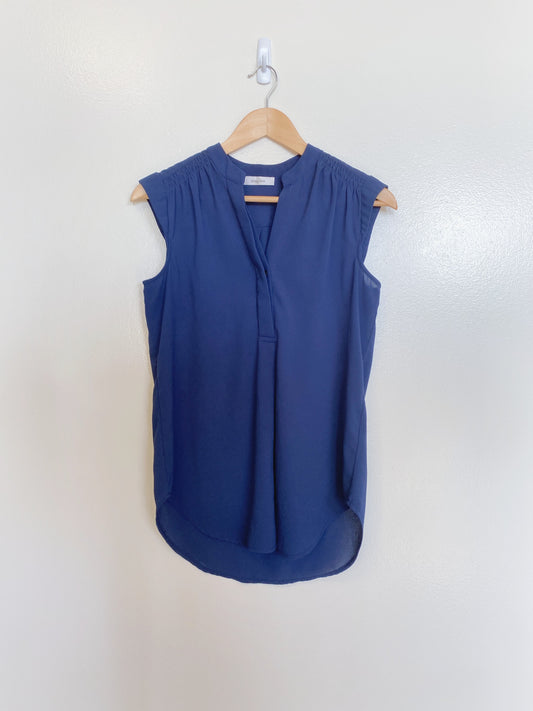 Navy Sleeveless Blouse (Small)