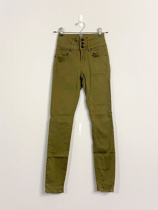 High Waisted Green Jeans (Size 1)