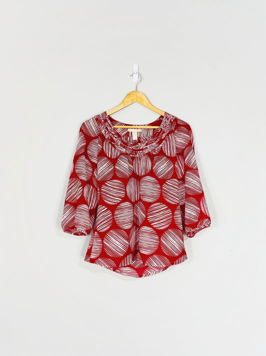 Red Patterned Blouse (XS)