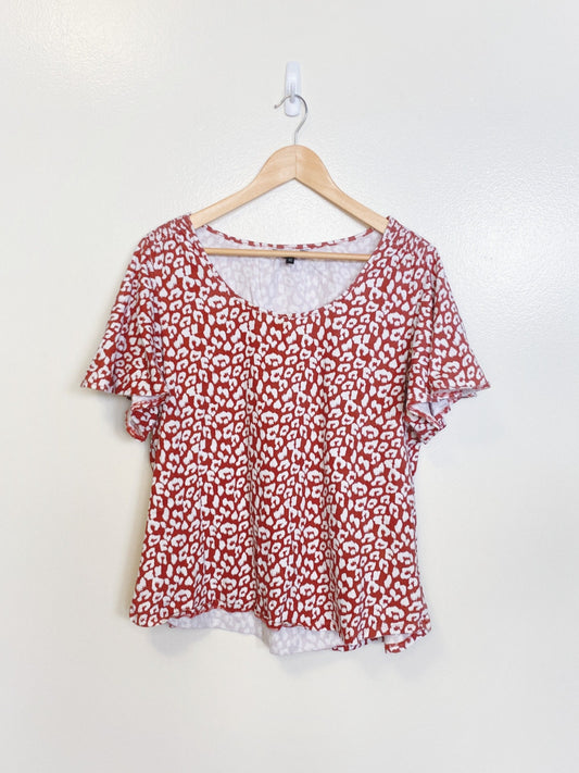 T-shirt imprimé léopard rouge (XL)