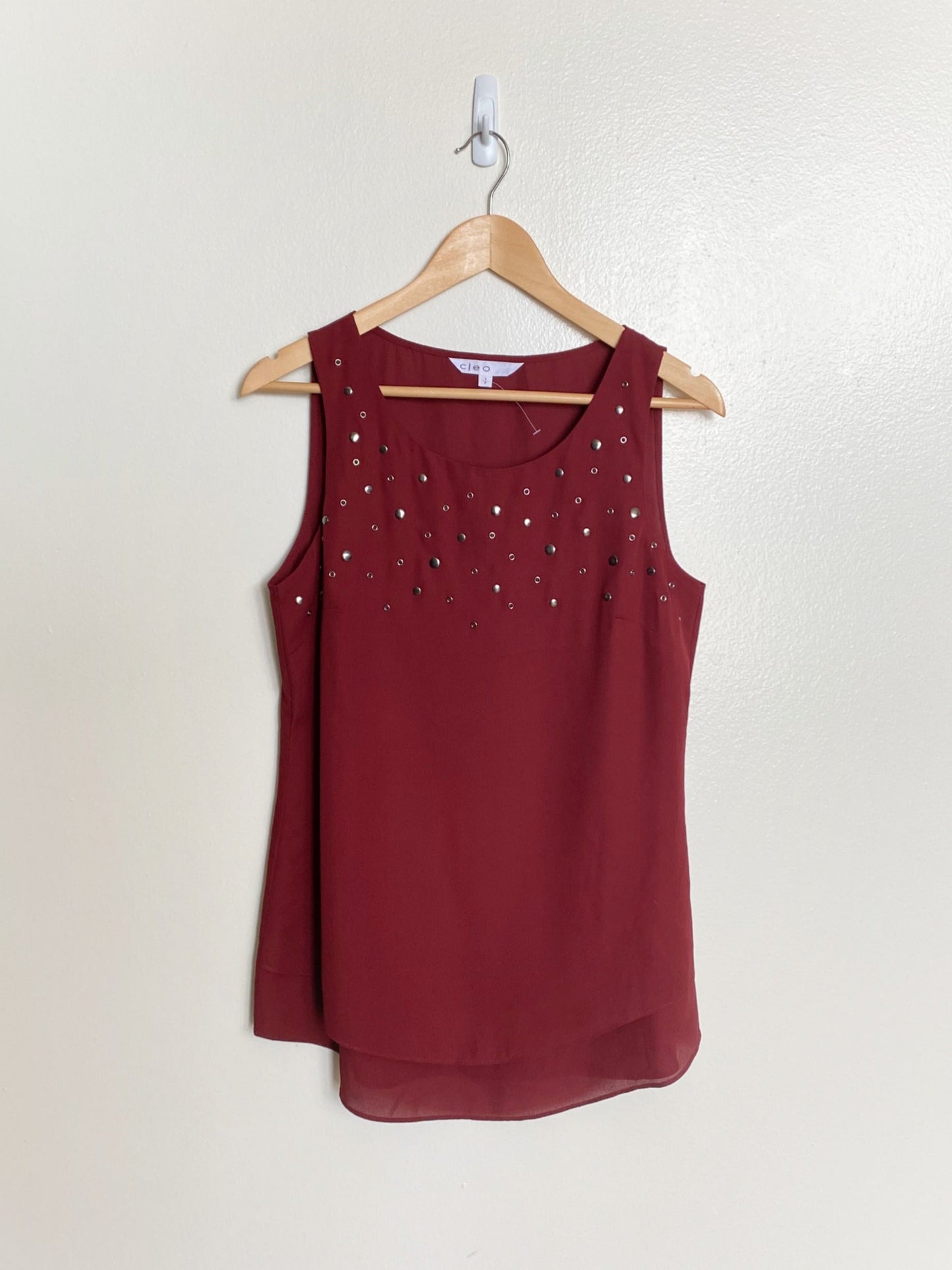 Burgundy Sleeveless Blouse (Small)