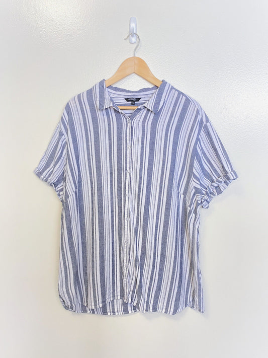 Striped Button-down Blouse (XL)