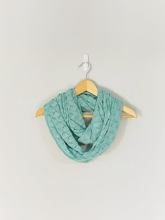 Turquoise Scallop Knit Infinity Scarf