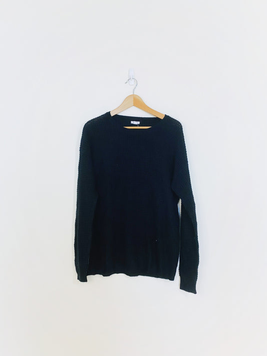 Pull en tricot gaufré noir (XL)