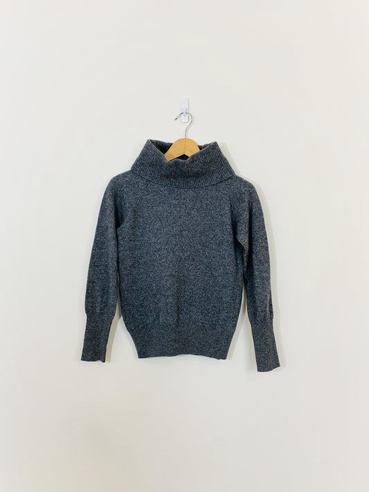 Pull à col roulé en laine gris (XS)