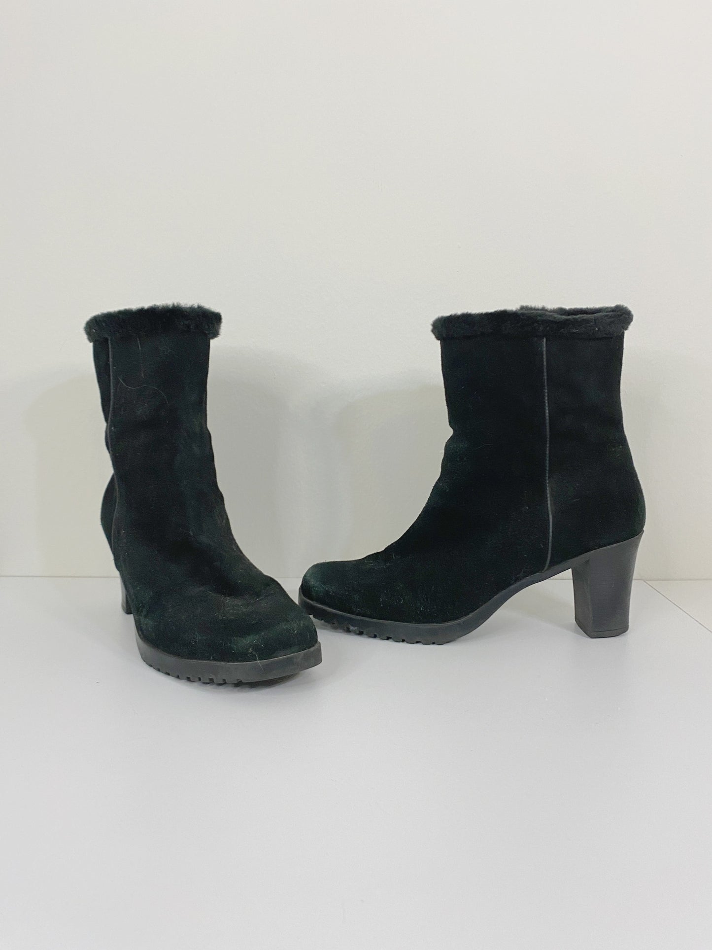 Black Suede Booties (Size 9)